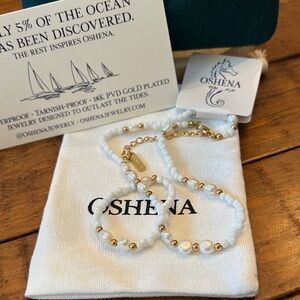 Oshena Designer Beachwear BOHO Pearl gold Beaded Necklace FREE Jewelry BOX